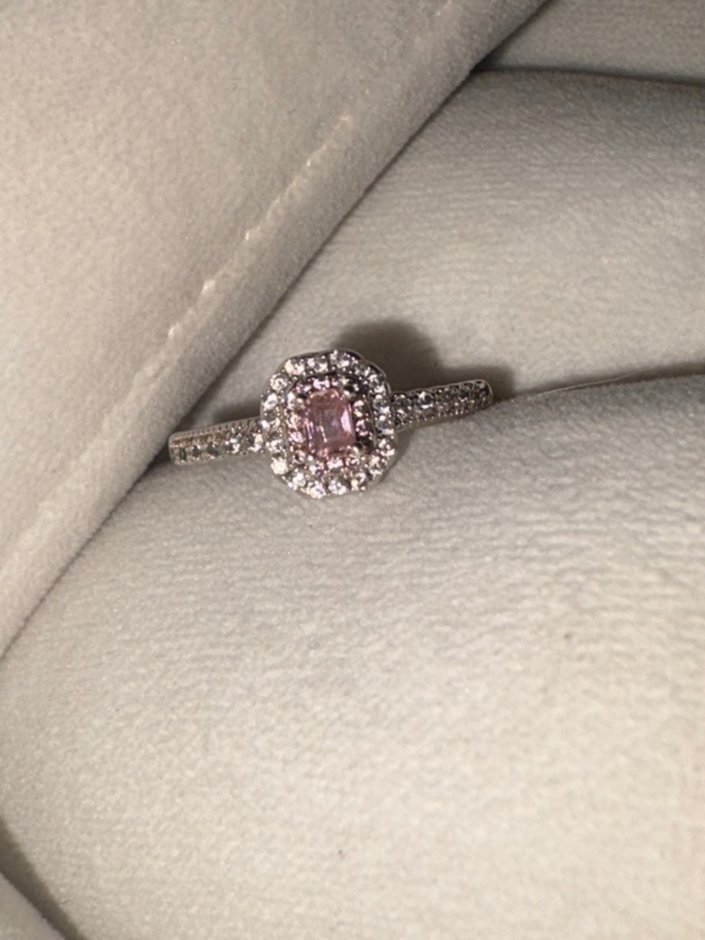 Pink Tourmaline And Diamond Ring In Sterling Silver - Picture 7 of 7